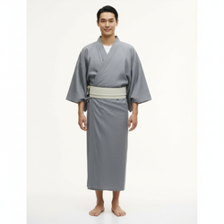 Men's light blue kimono, light blue, front view
