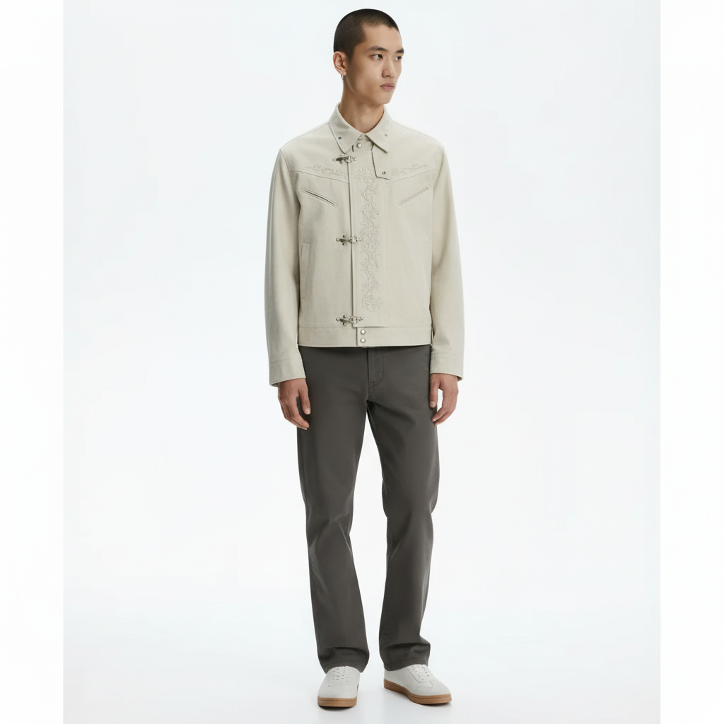 Polyester Jacket on model - Beige - front