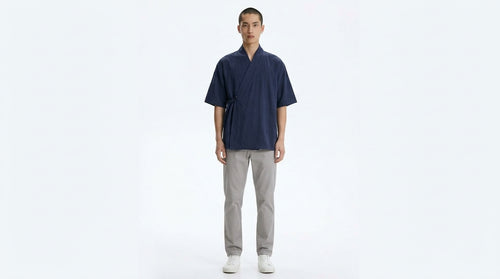 Cotton T-Shirt on model - Navy - front