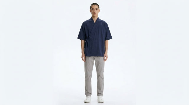 Cotton T-Shirt on model - Navy - front