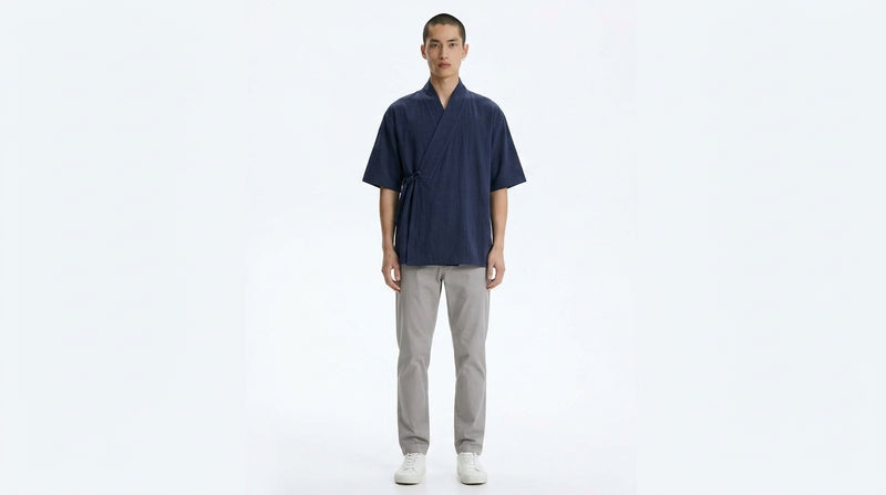 Cotton T-Shirt on model - Navy - front