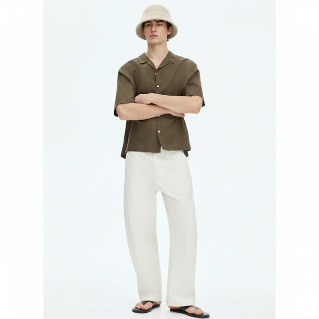 Korean Style Lambswool Bucket Hat on model - Beige - front