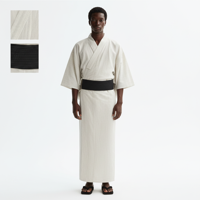 Men's white yukata, white, front view