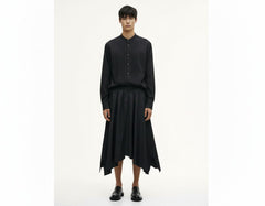 Men's Pleated Band Collar Shirt