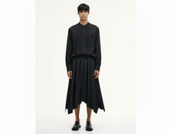Men's Pleated Band Collar Shirt