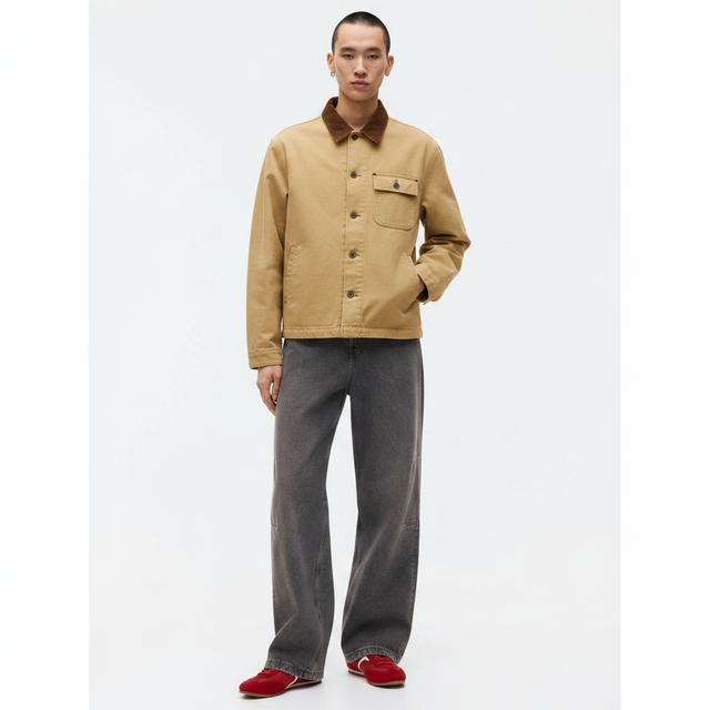 RL Vintage Classic Barn Style Casual Workwear Jacket made from on model - Khaki - front