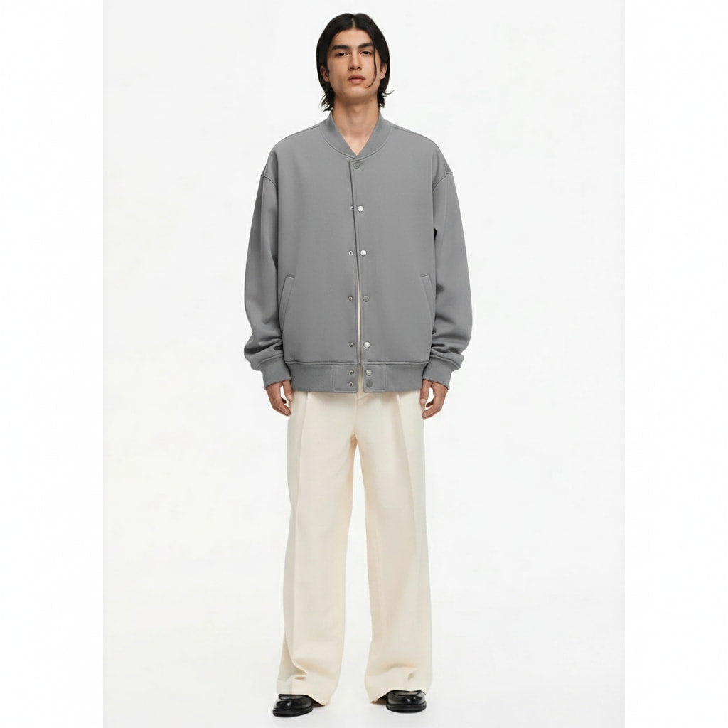 Fleece-Lined Baseball Jacket 350g on model - front view