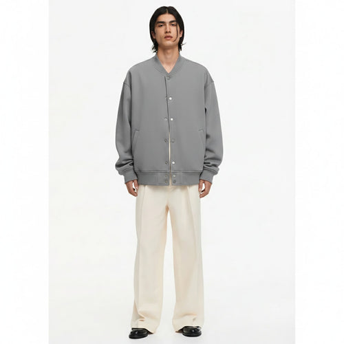 Fleece-Lined Baseball Jacket 350g on model - front view