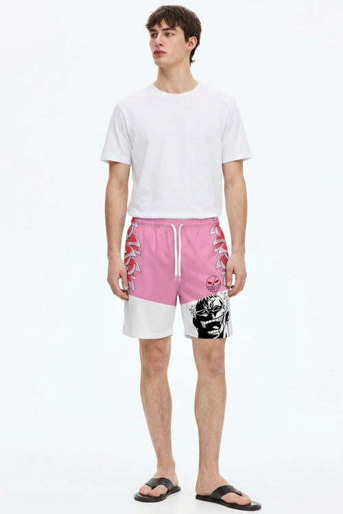 Donquixote Doflamingo Feather Panel Gym Shorts on model - Sk 007 - front