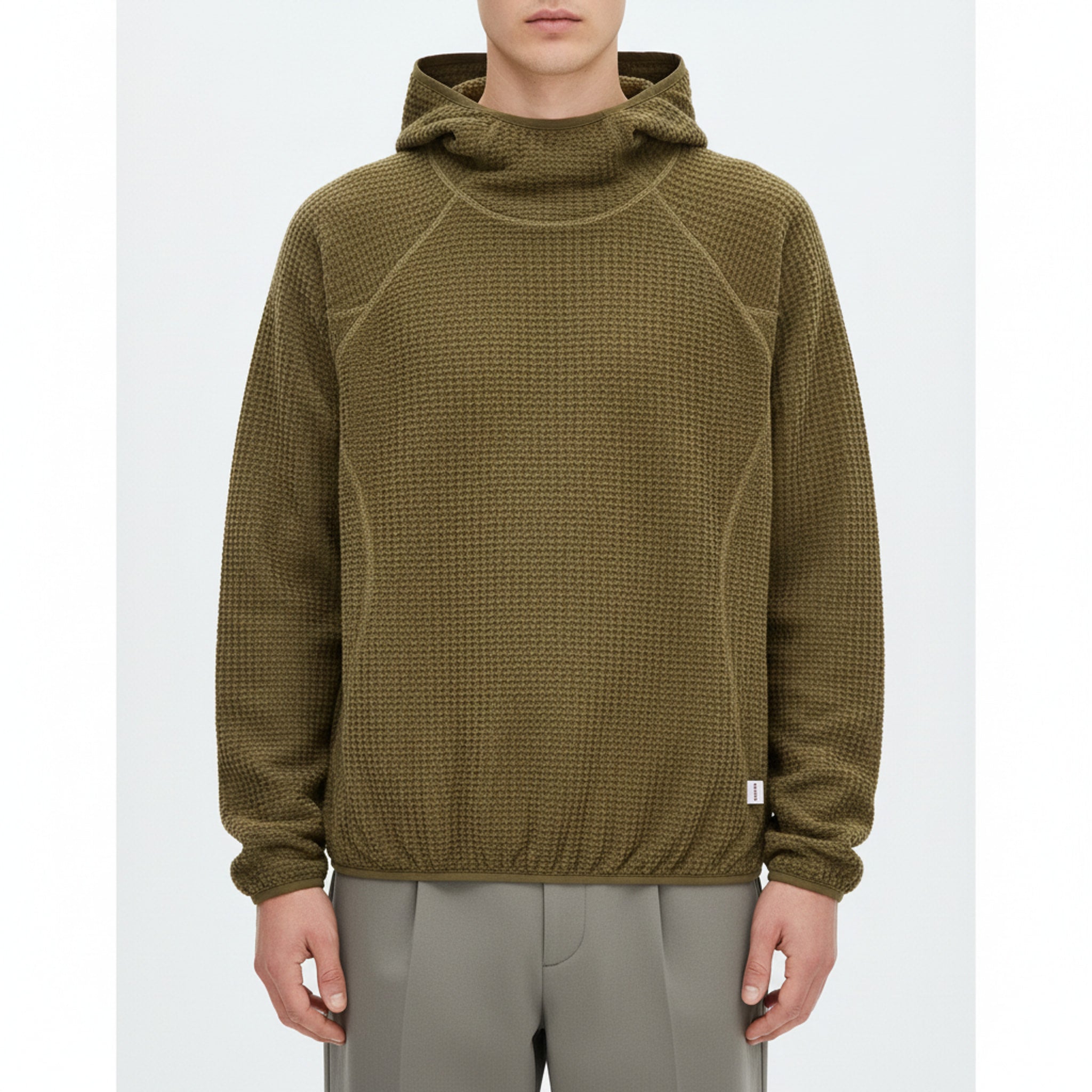 Thermolite(R) Air-Fleece Hooded Sweatshirt on model - Moss - detail