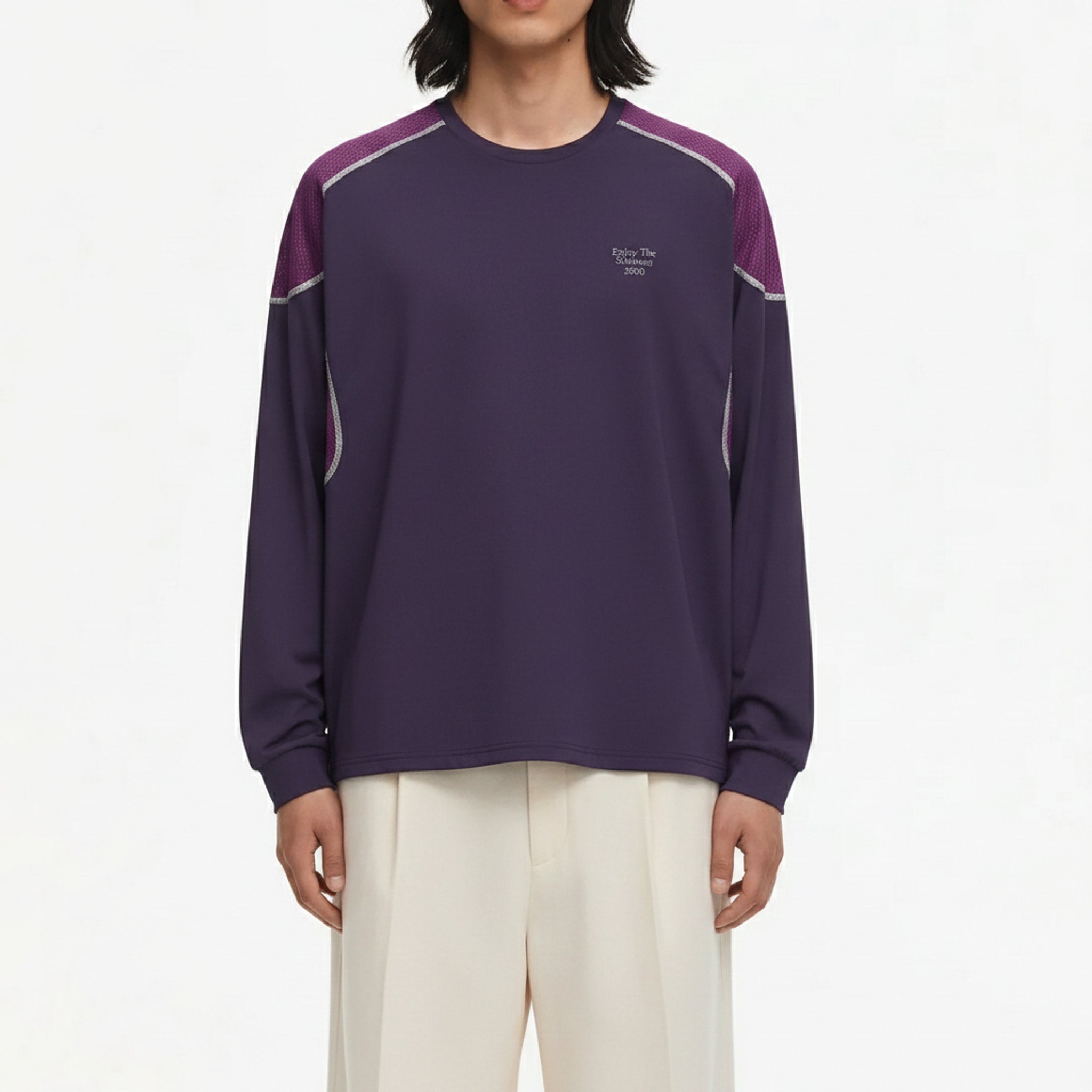 Cooling Quick-Dry Long-Sleeve T-Shirt on model - detail view