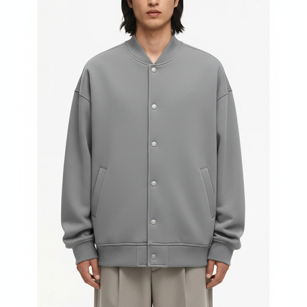 Fleece-Lined Baseball Jacket 350g on model - detail view