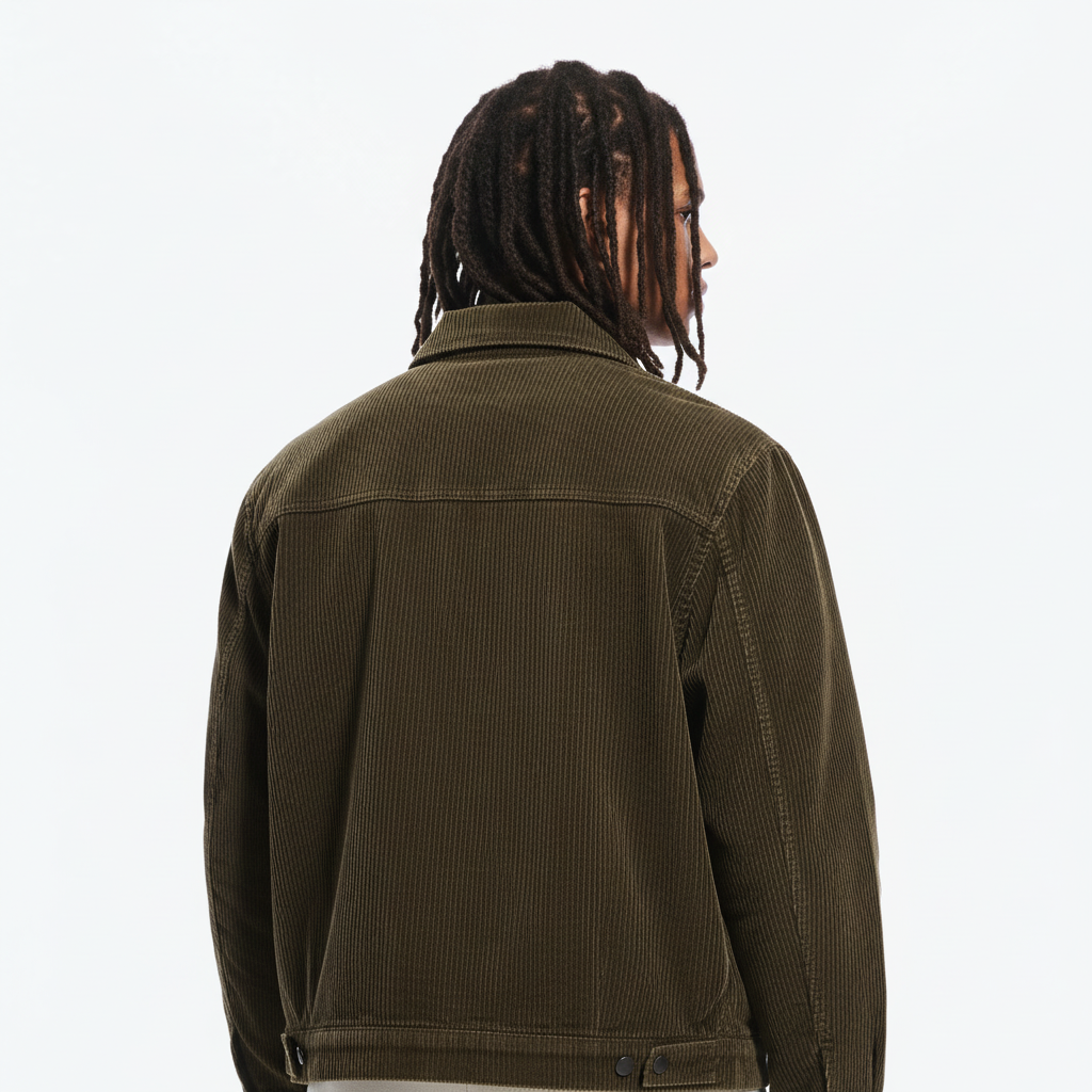 100% Cotton Jacket on model - Brown - detail