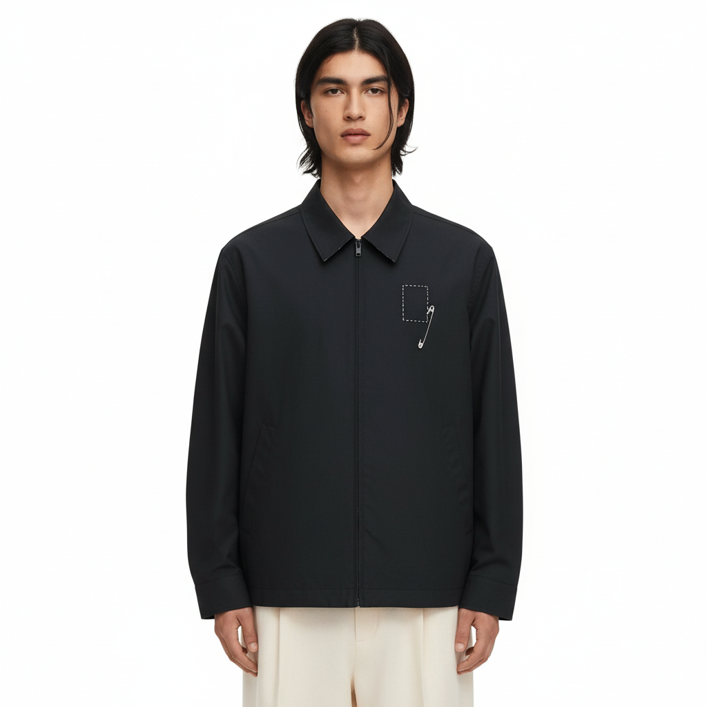 Reversible Jacket, Cotton Lapel Collar on model - Selected - detail