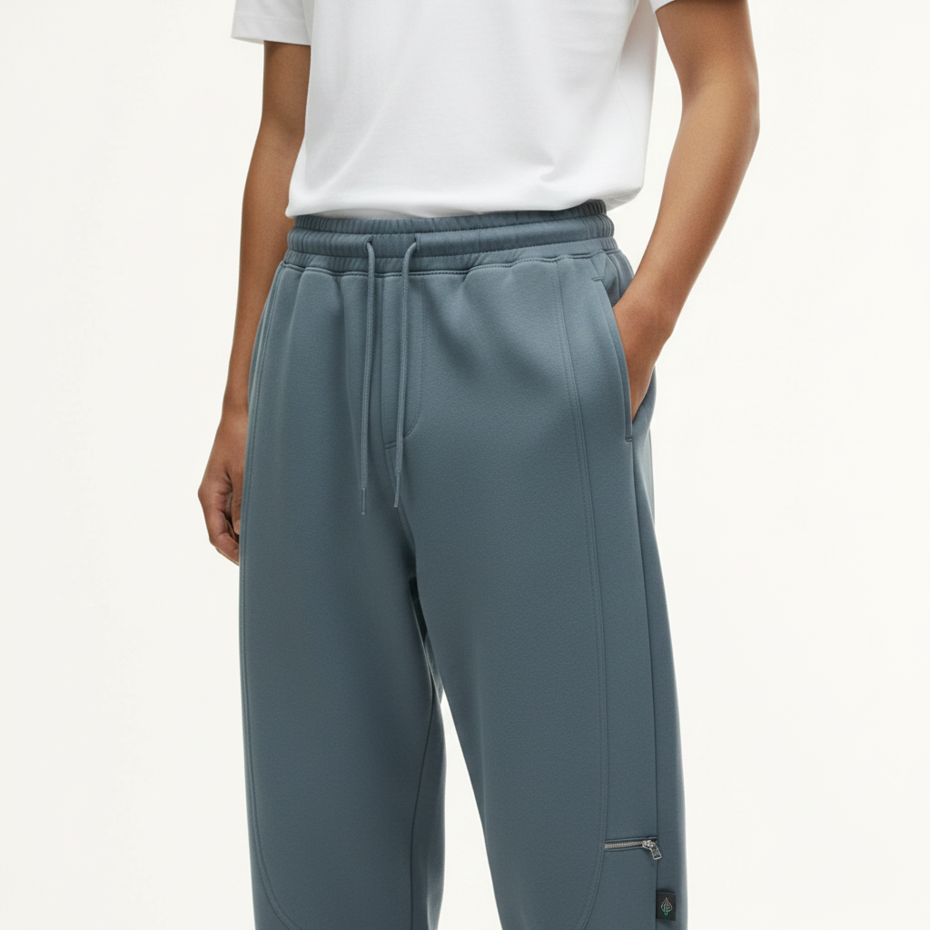 Fleece-Lined Tapered Sweatpants on model - detail view