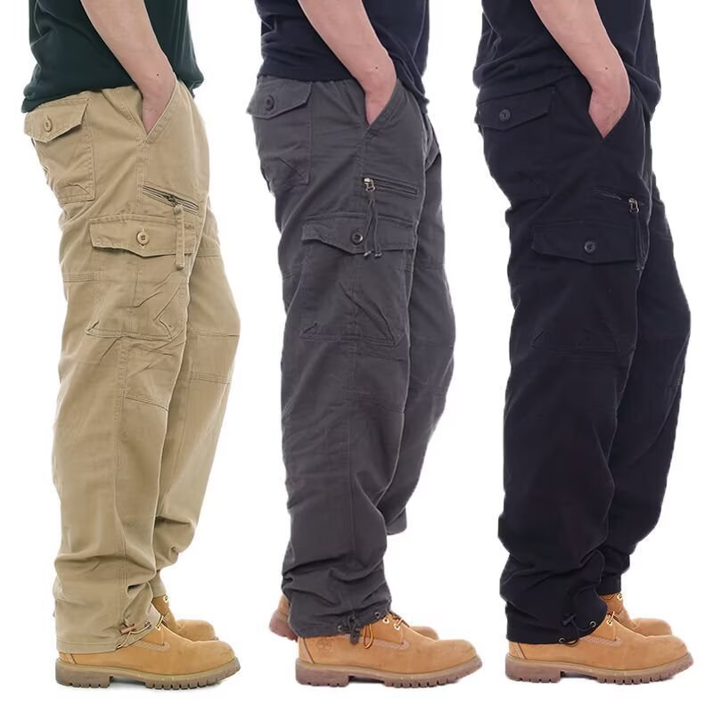 Multi pocket cargo pants for men, view 4