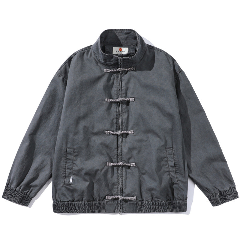 Men's Stand Up Collar Jacket in Dark Gray