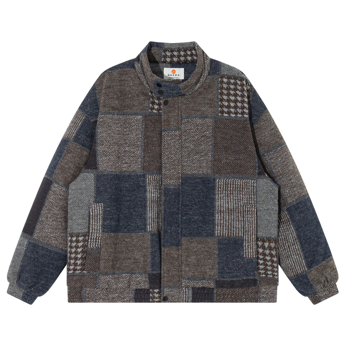 Men's Check Bomber Jacket in Blue