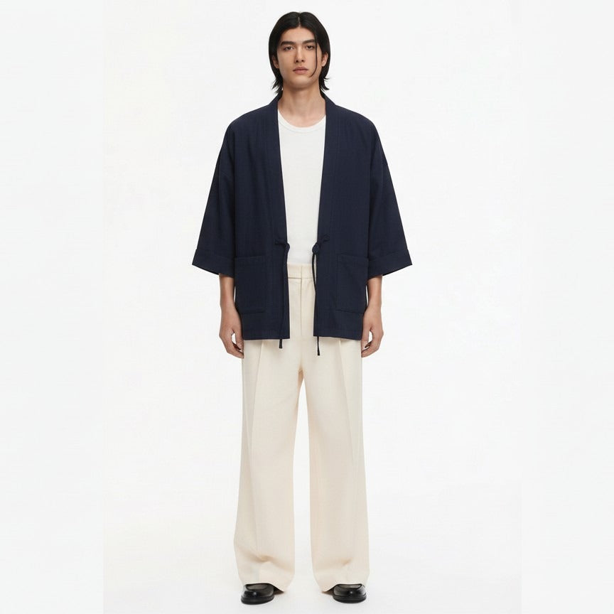 Tied noragi jacket in navy