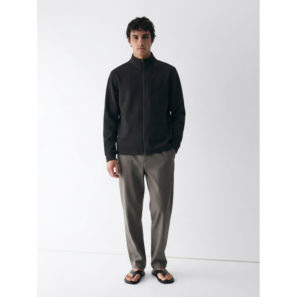 Stretch Travel Jacket in black, front view