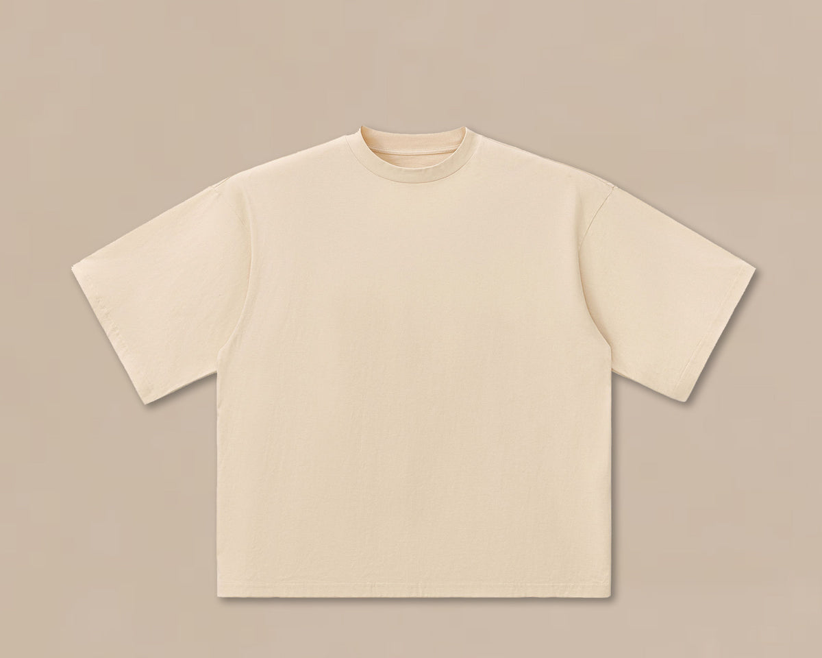 Men's Cotton Mock Neck T-Shirt in Apricot
