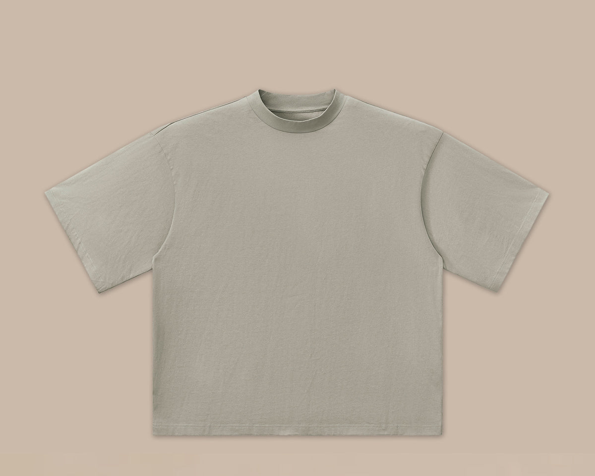 Men's Cotton Mock Neck T-Shirt in Gray Green