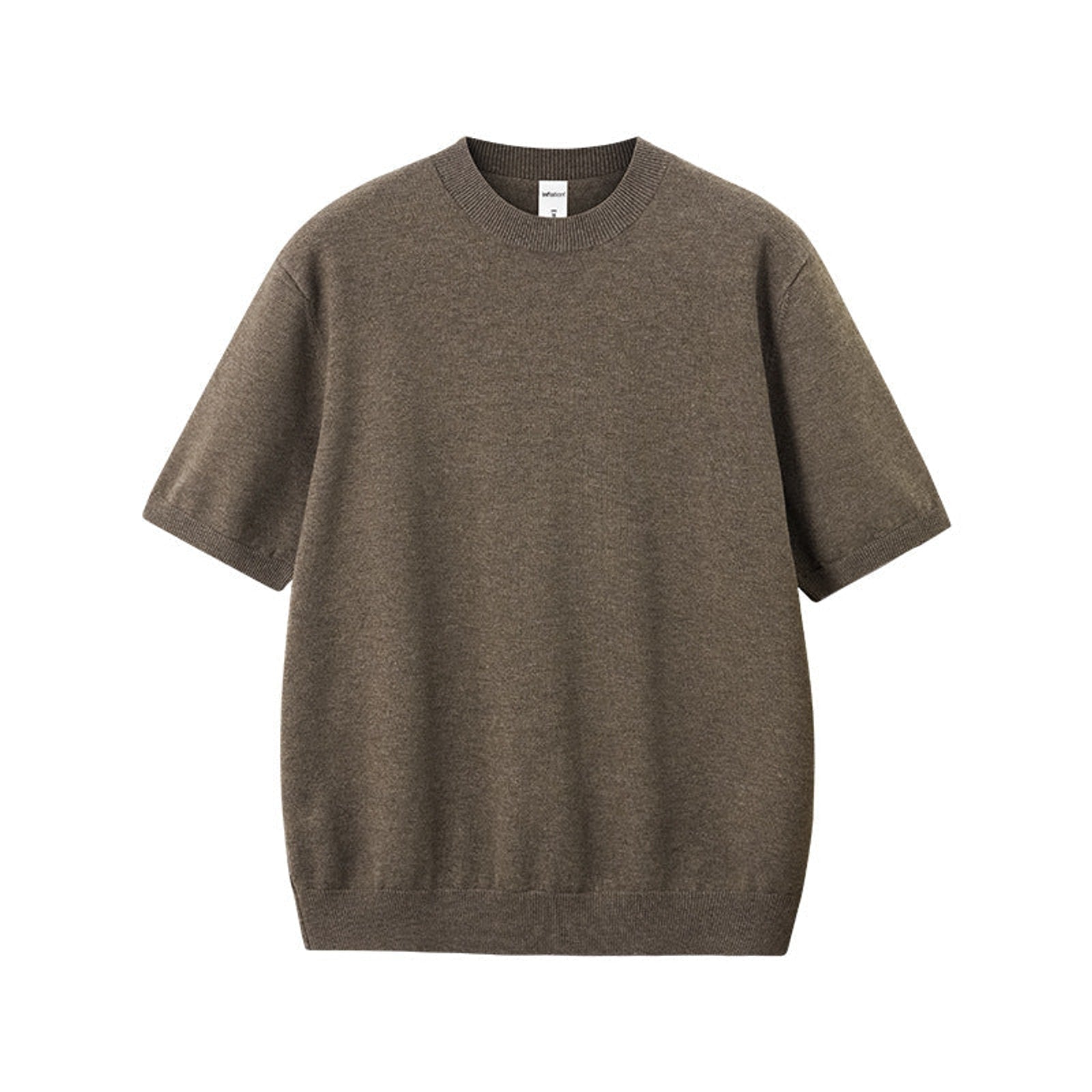 Relaxed Fit Short-Sleeve Knit Sweater - Brown
