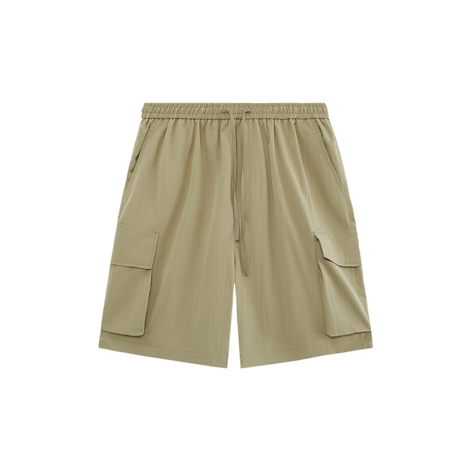 Wrinkle-Textured Cargo Shorts - Khaki