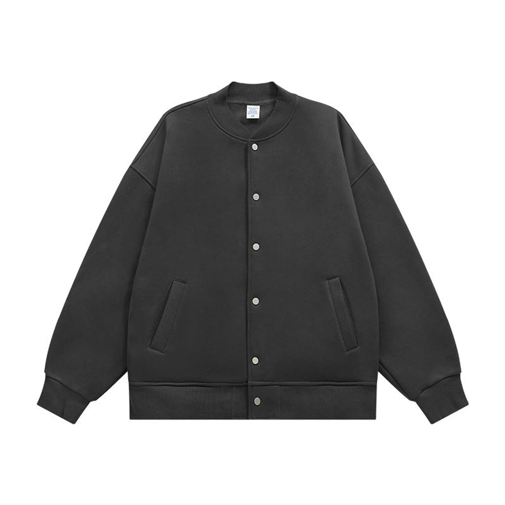 350g Fleece-Lined Baseball Jacket - Charcoal