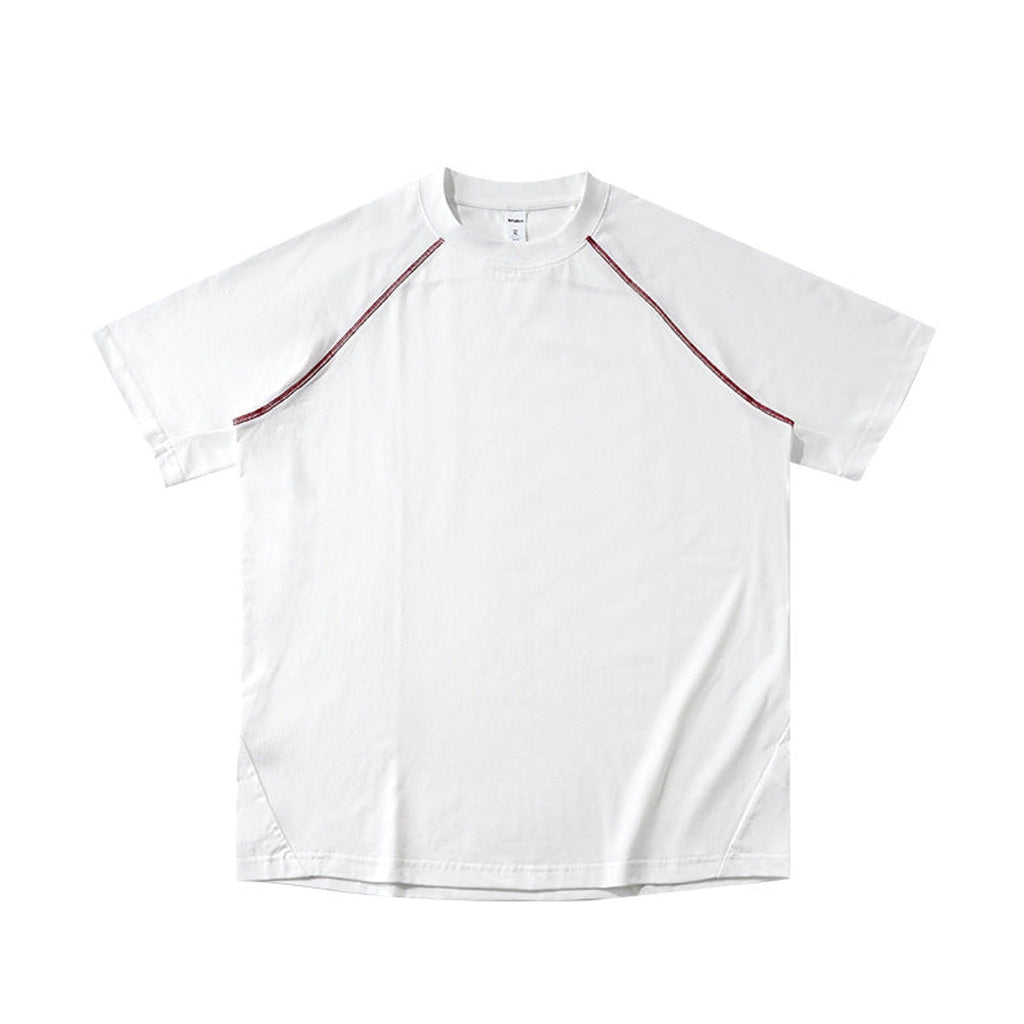 Colorblock Baseball T-Shirt - Oversized T-Shirt Cotton-Blend - White