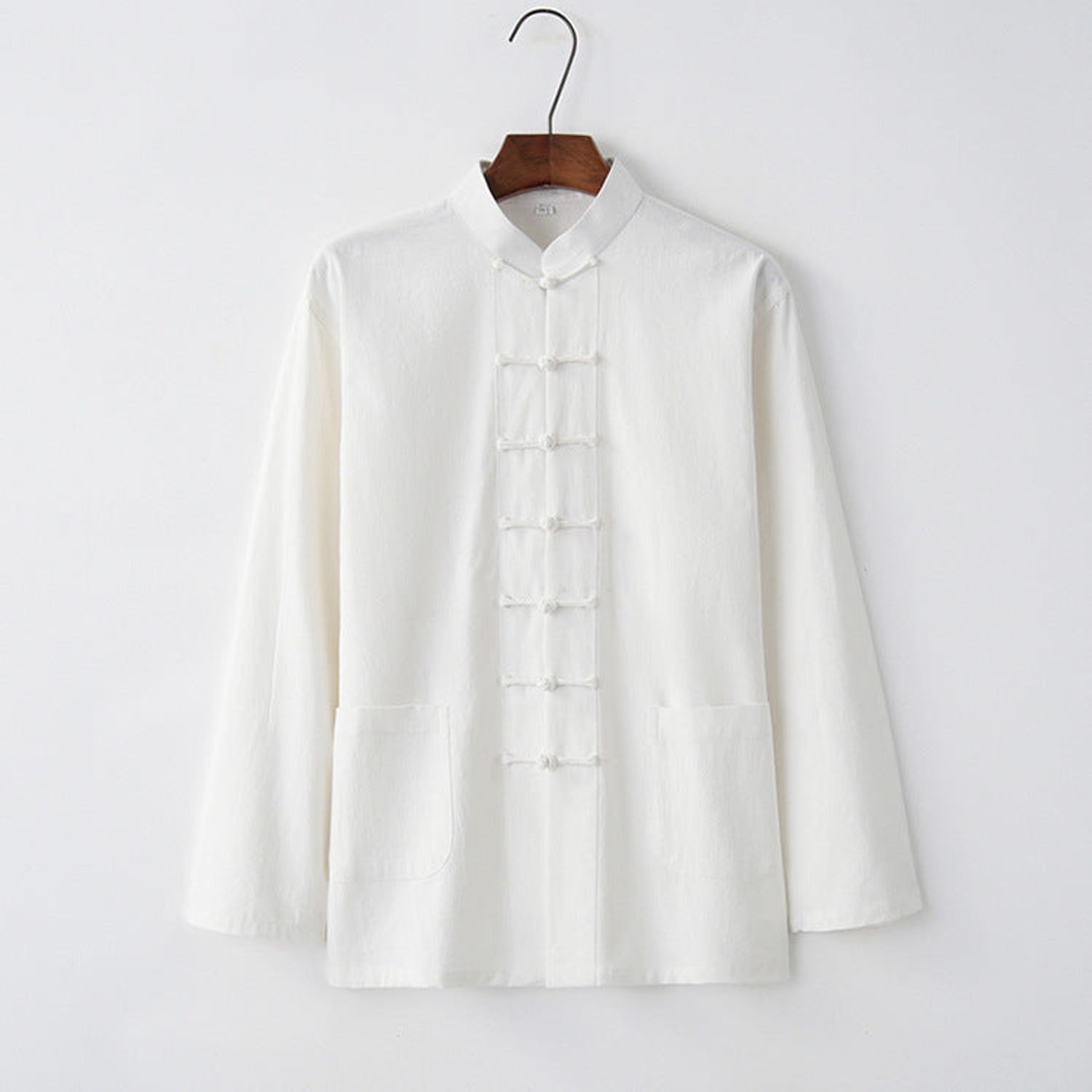 Long-Sleeve Shirt Linen Overshirt - White
