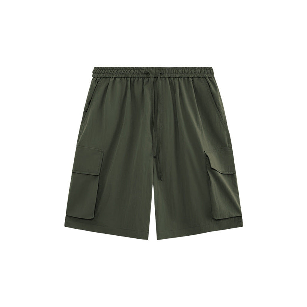Wrinkle-Textured Cargo Shorts - Green