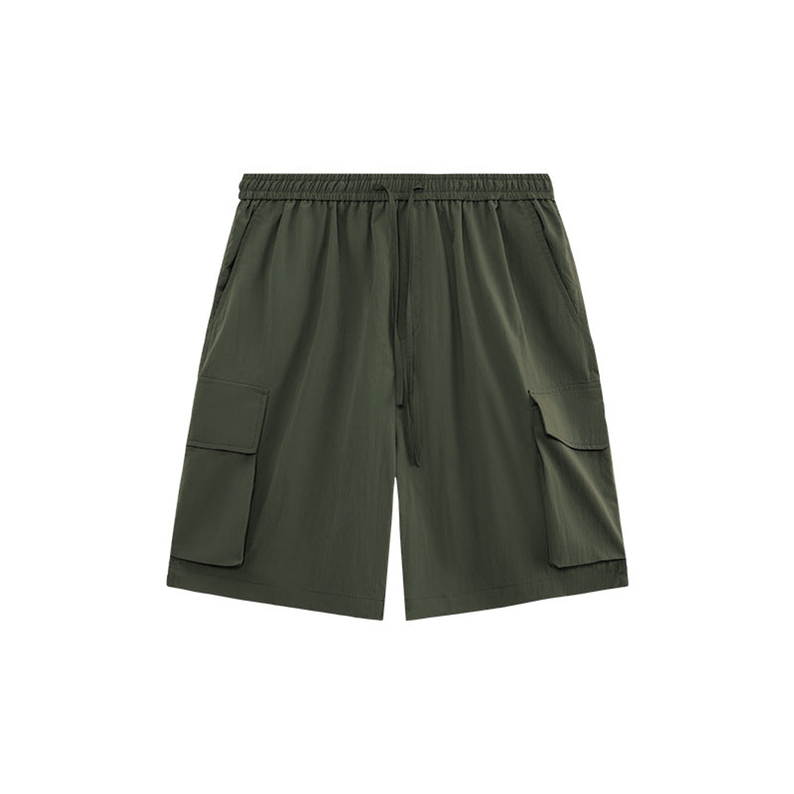 Wrinkle-Textured Cargo Shorts - Green