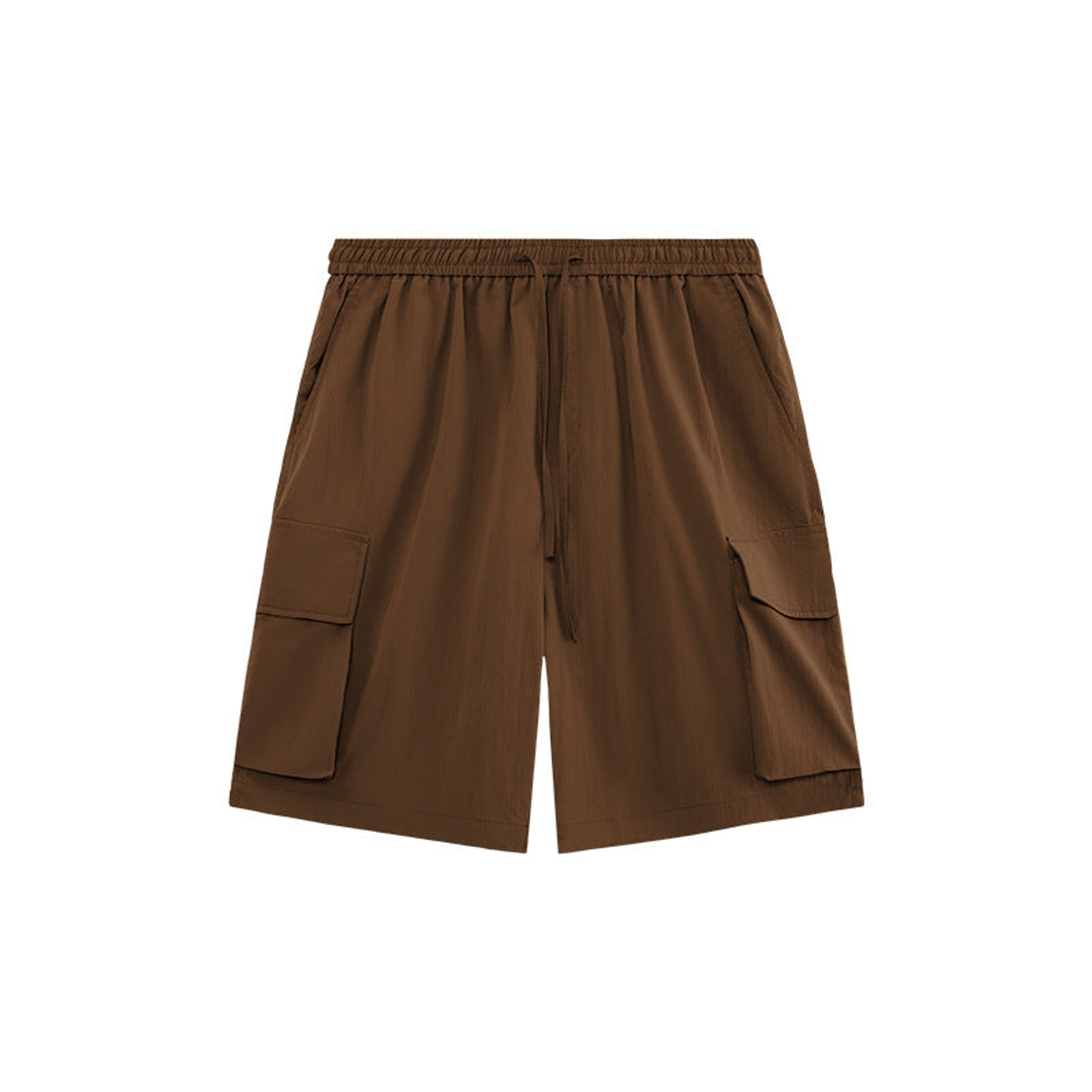 Wrinkle-Textured Cargo Shorts - Brown