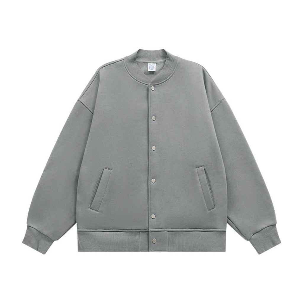 350g Fleece-Lined Baseball Jacket - Slate Gray