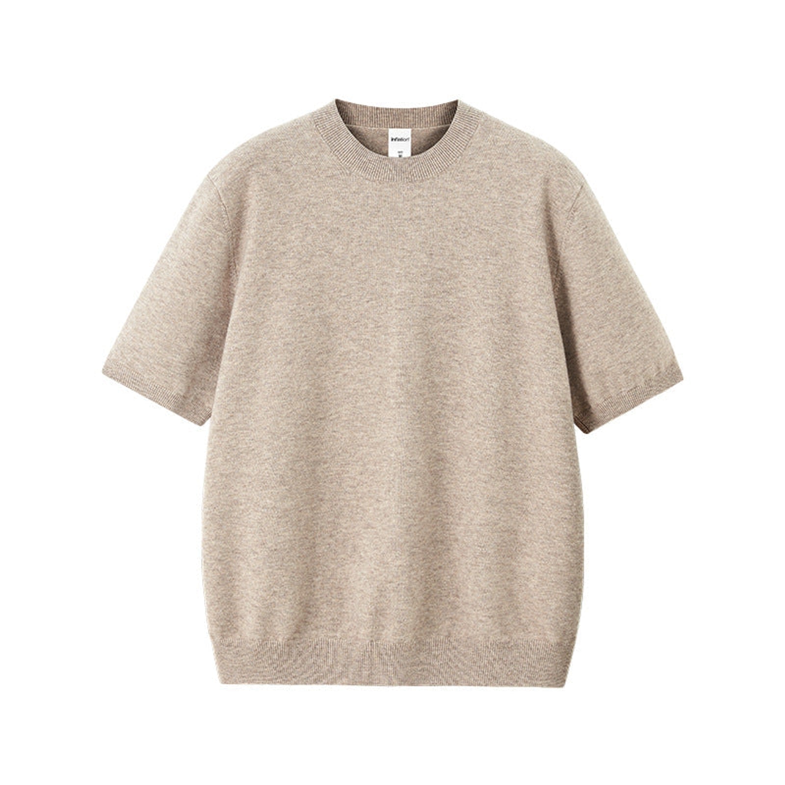 Relaxed Fit Short-Sleeve Knit Sweater - Khaki