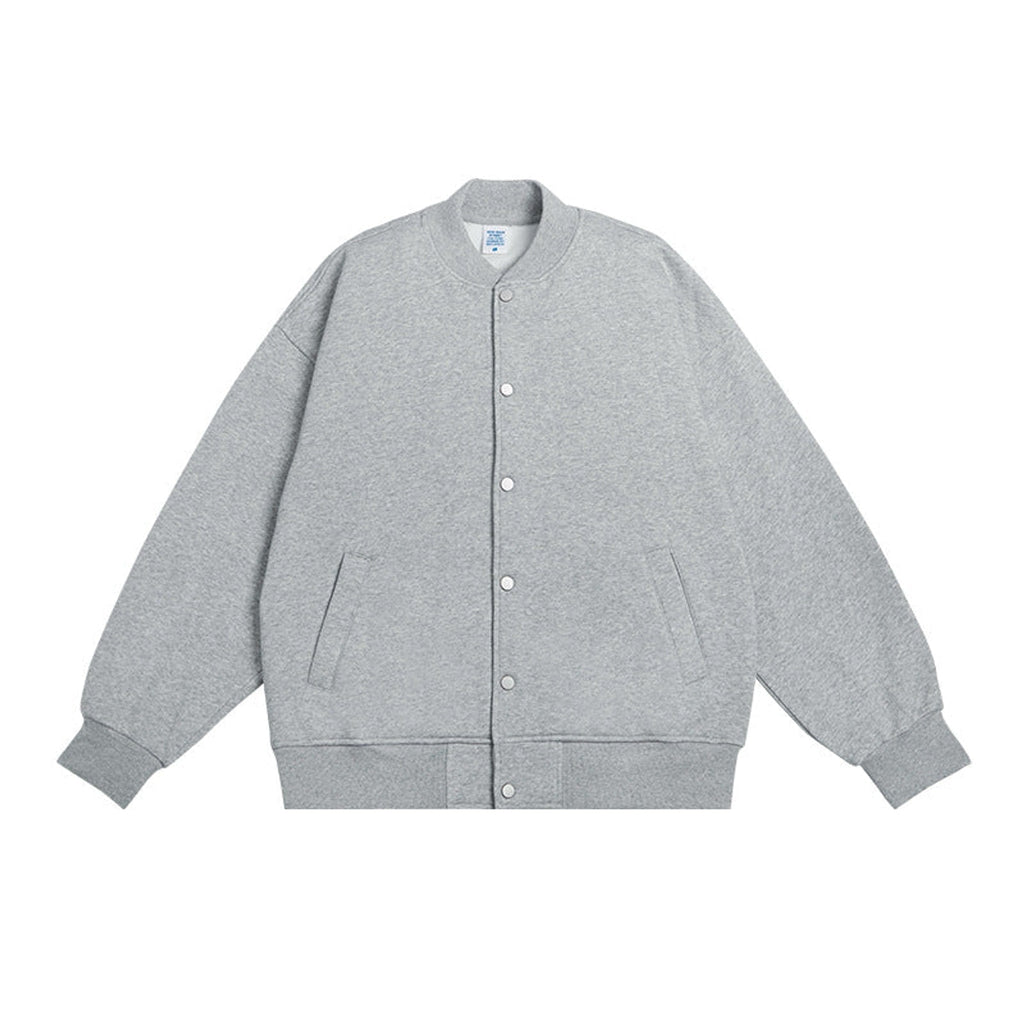 350g Fleece-Lined Baseball Jacket - Heather Gray