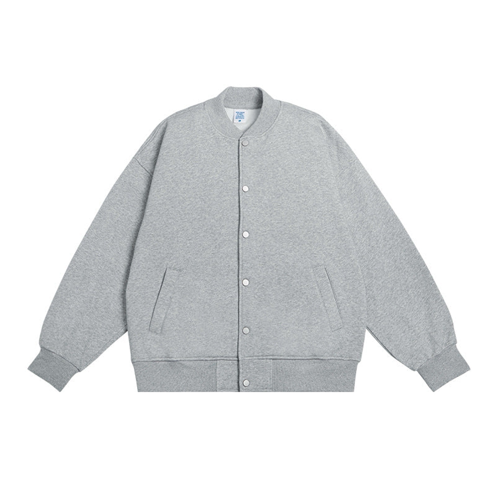 350g Fleece-Lined Baseball Jacket - Heather Gray