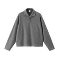 Long-Sleeve Polo Shirt Italian Knit Collar - Gray