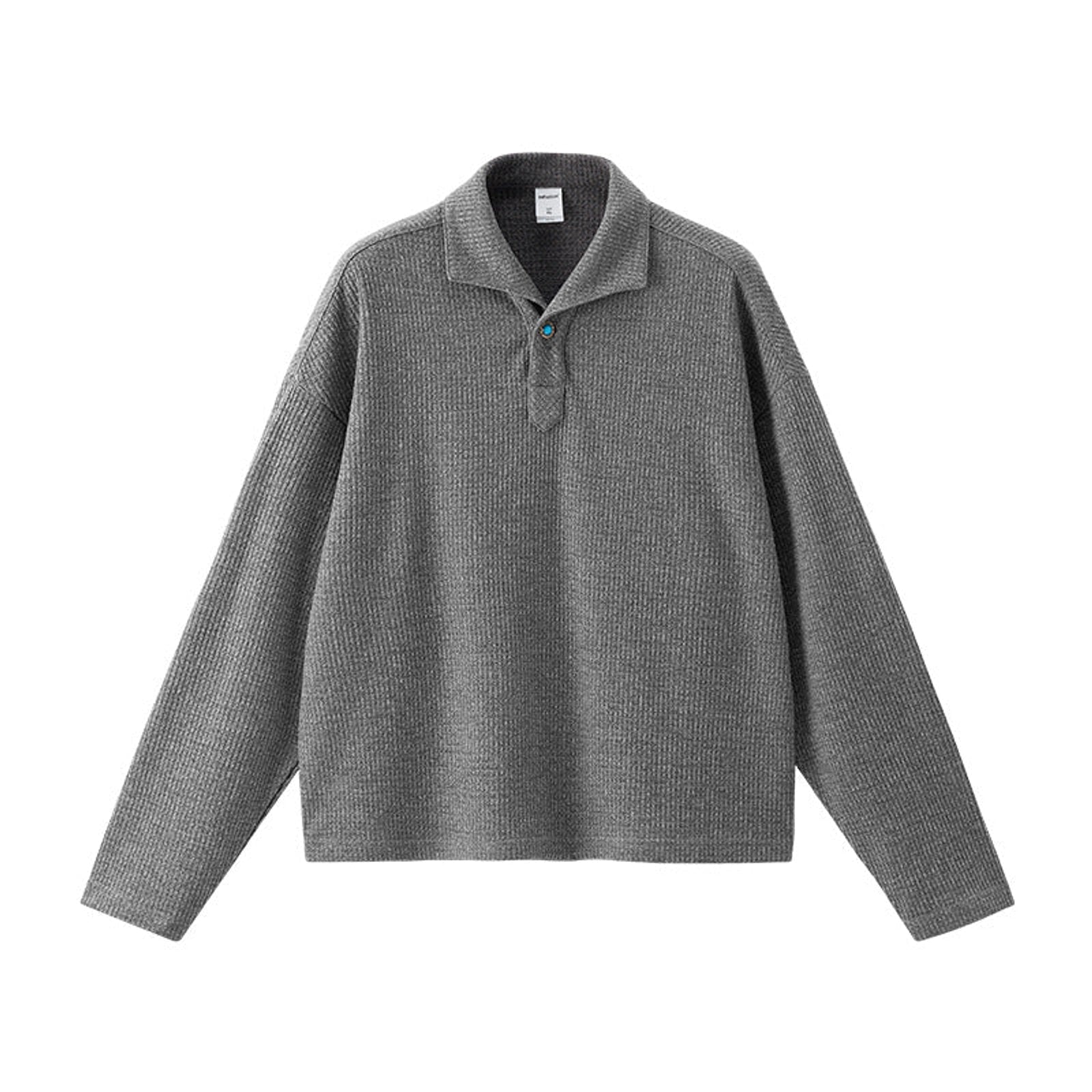 Long-Sleeve Polo Shirt Italian Knit Collar - Gray