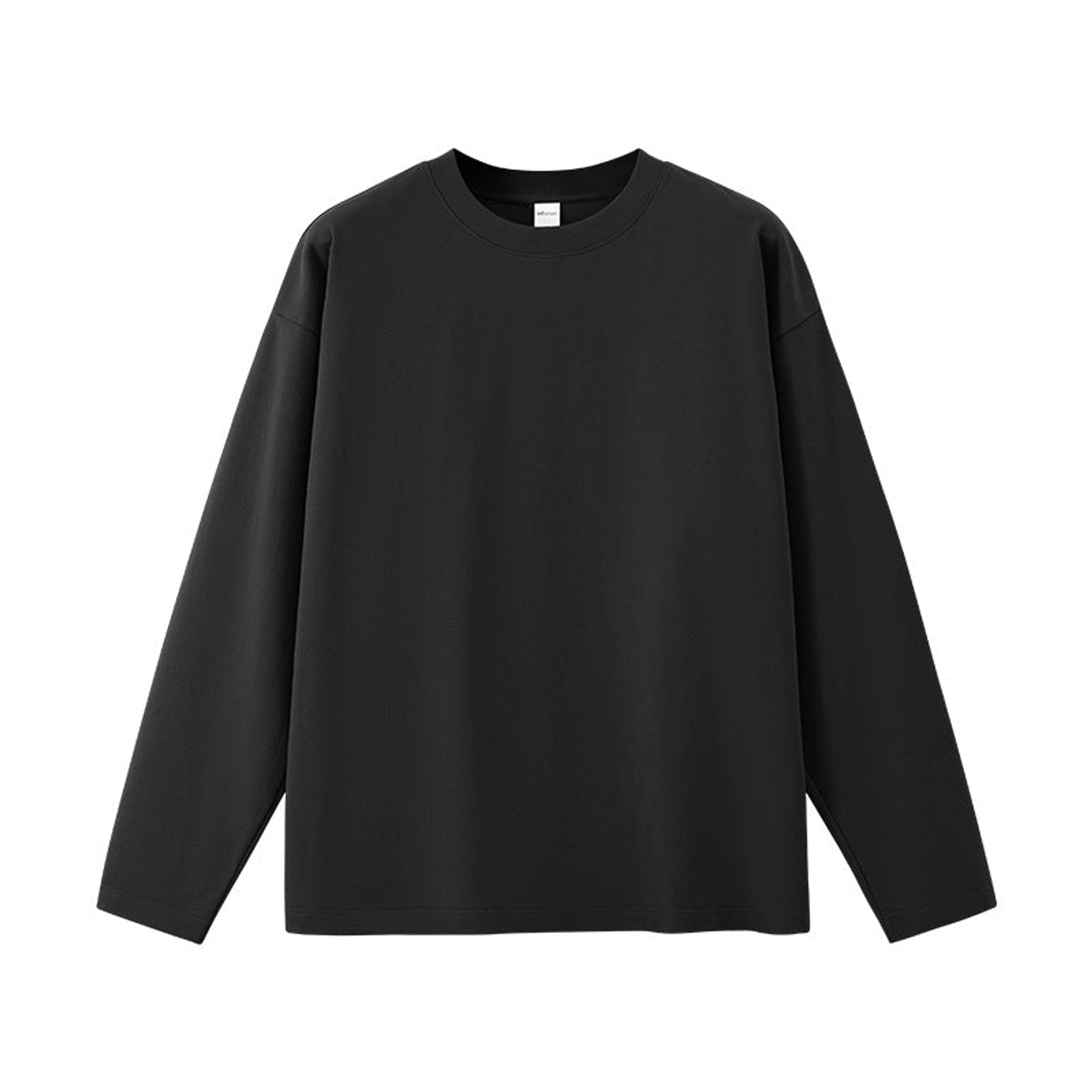 Oversized Long-Sleeve T-Shirt Cotton-Blend - Black