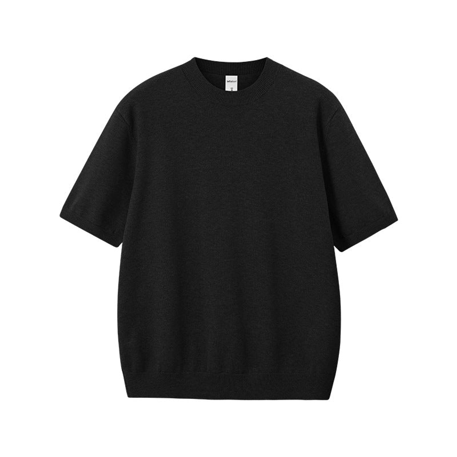 Relaxed Fit Short-Sleeve Knit Sweater - Black
