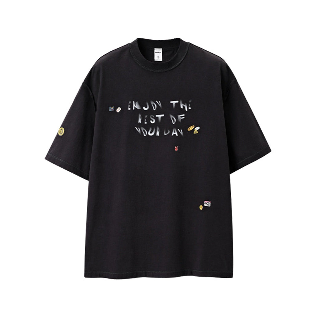 Retro Graphic Cotton T-Shirt - Dark Gray