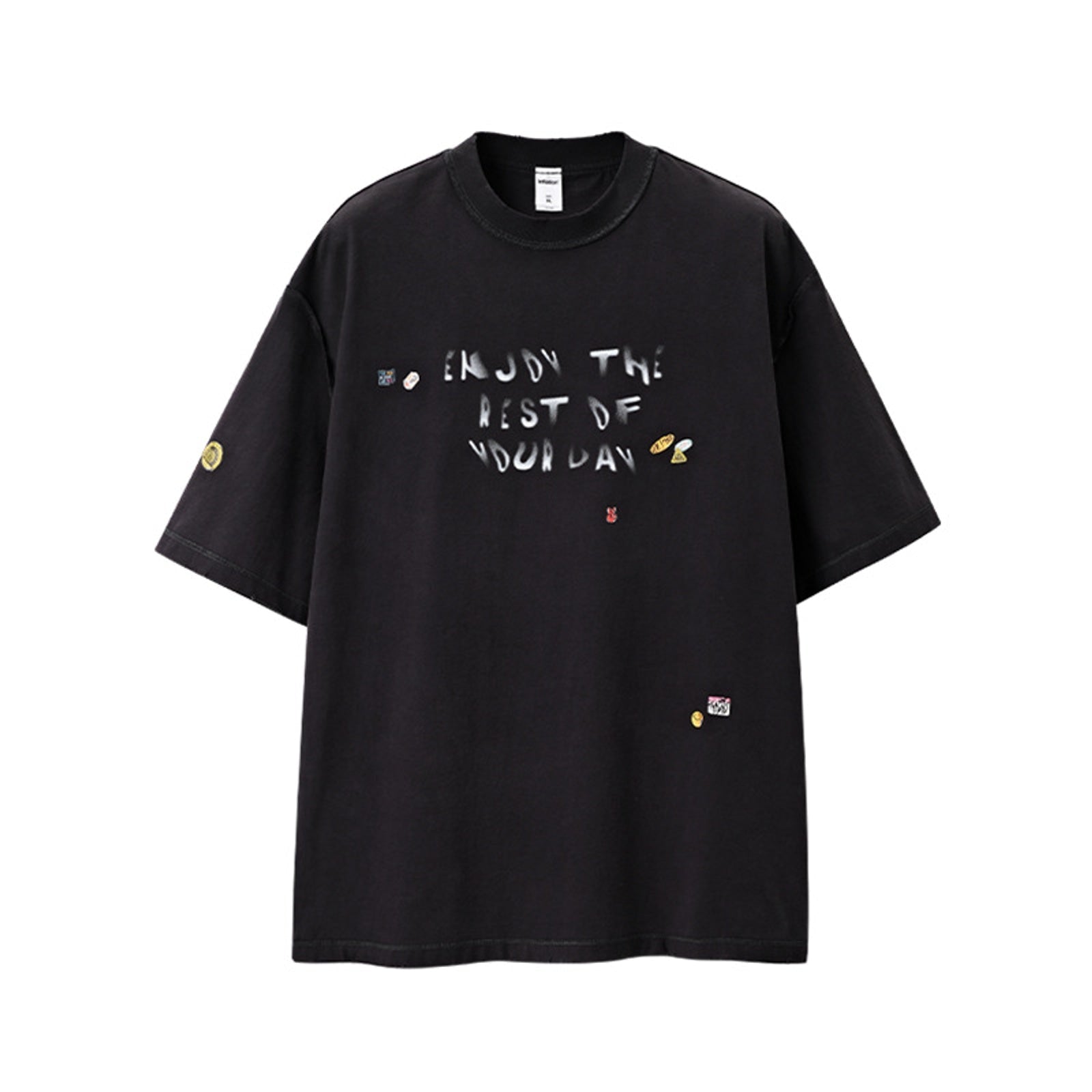 Retro Graphic Cotton T-Shirt - Dark Gray