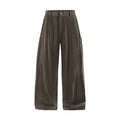 Cotton Wide-Leg Cargo Pants - Dark Gray