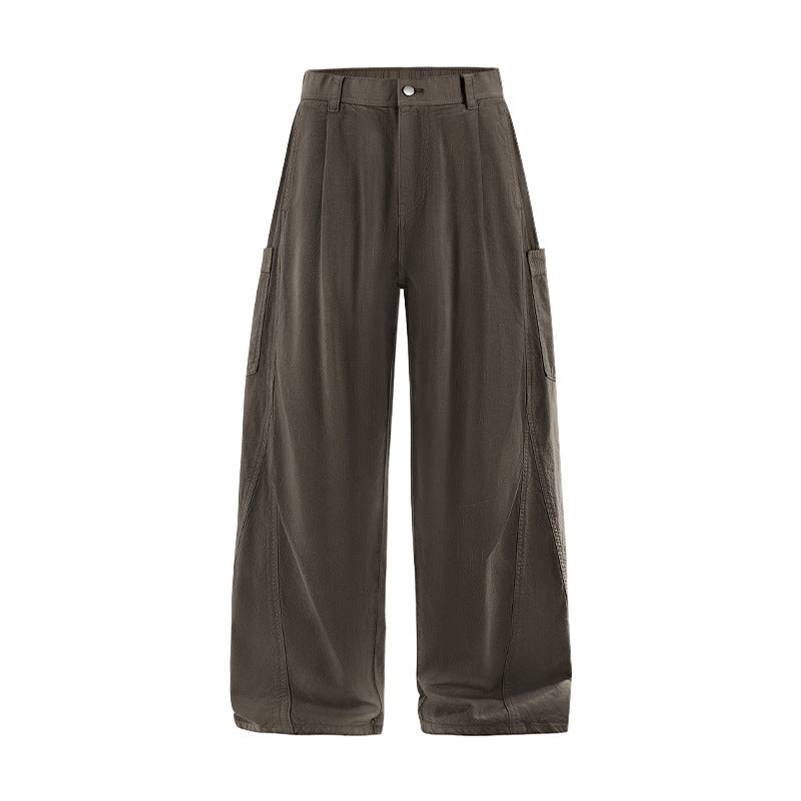 Cotton Wide-Leg Cargo Pants - Dark Gray