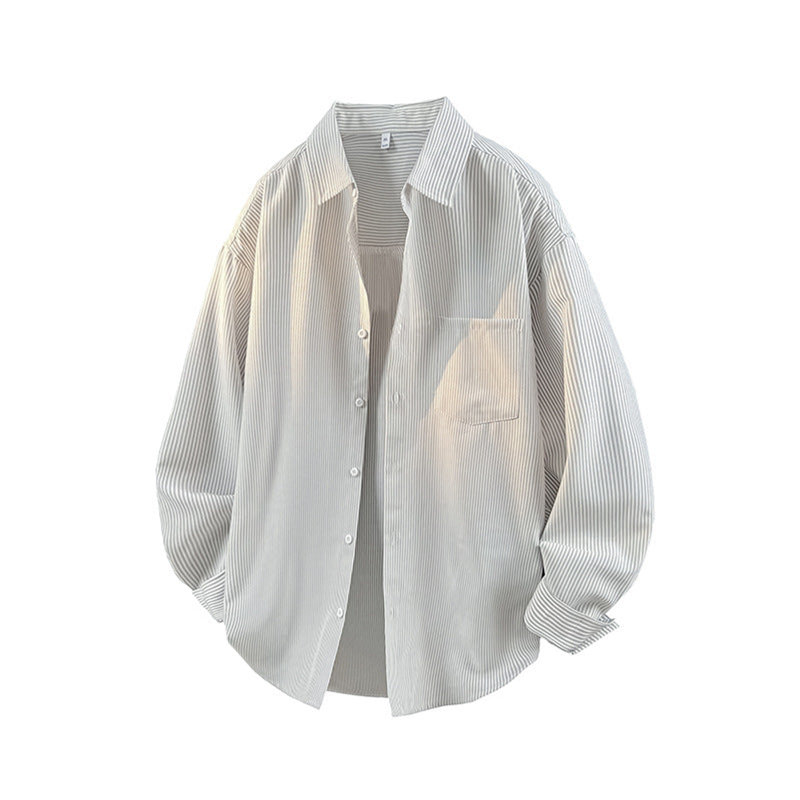 Windproof Color-Block Striped Shirt - Gray flat lay