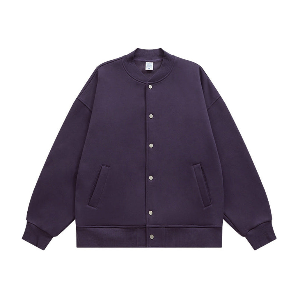 350g Fleece-Lined Baseball Jacket - Plum