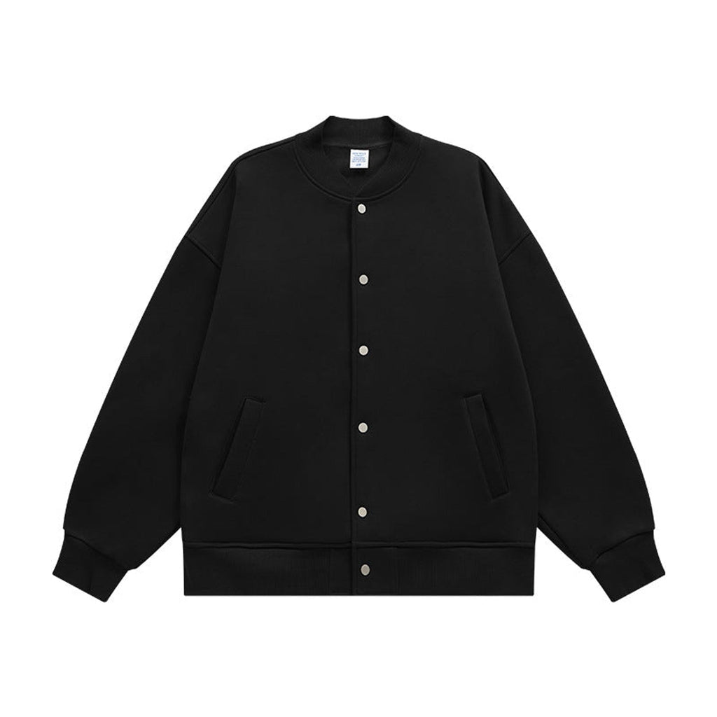 350g Fleece-Lined Baseball Jacket - Black