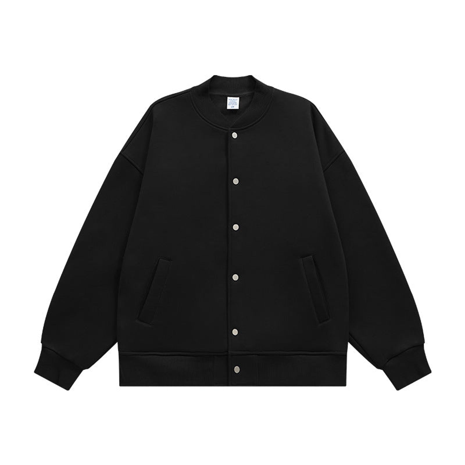 350g Fleece-Lined Baseball Jacket - Black